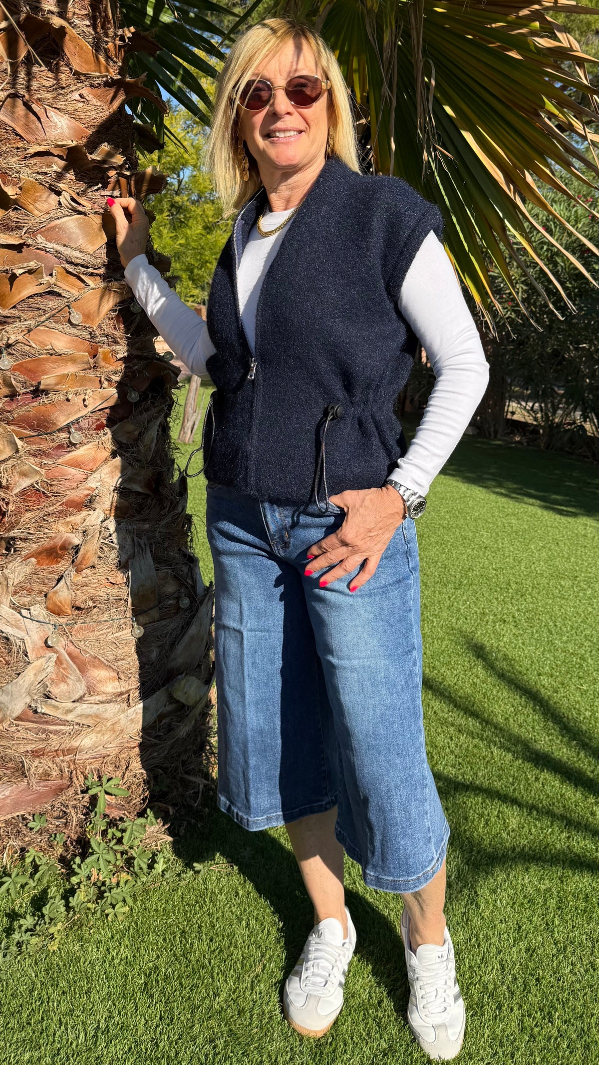 Gilet bleu marine sans manches zippé LOULOU