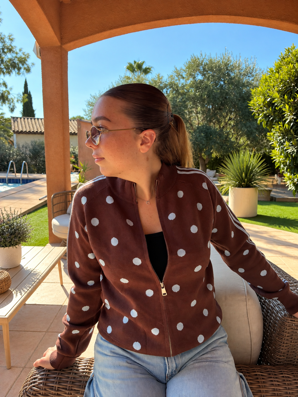 Gilet à pois zippé ALBA