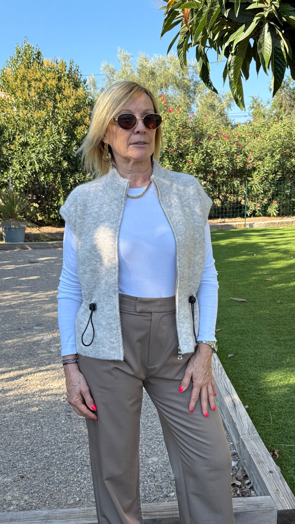 Gilet beige sans manches zippé LOULOU