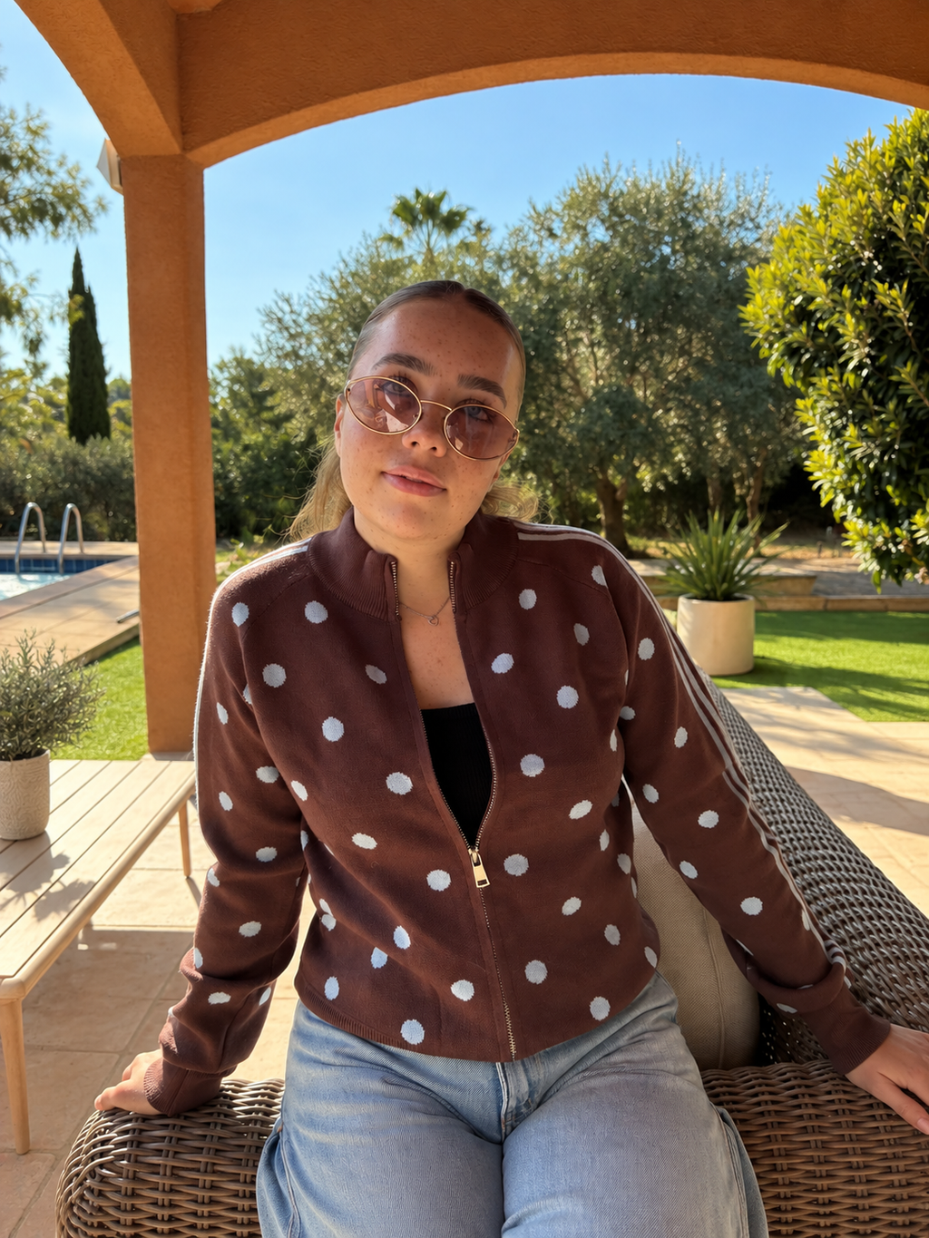 Gilet à pois zippé ALBA