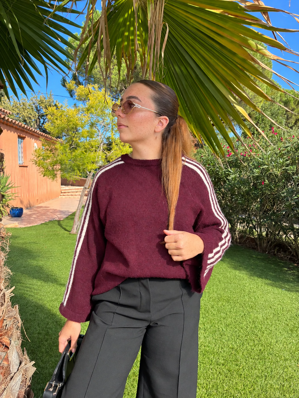 Pull à manches longues bordeaux Nina