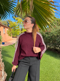 Pull à manches longues bordeaux Nina
