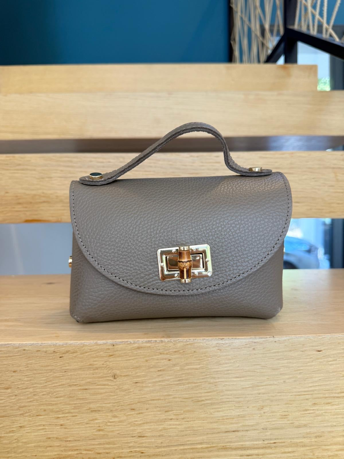 Sac en cuir taupe MISS