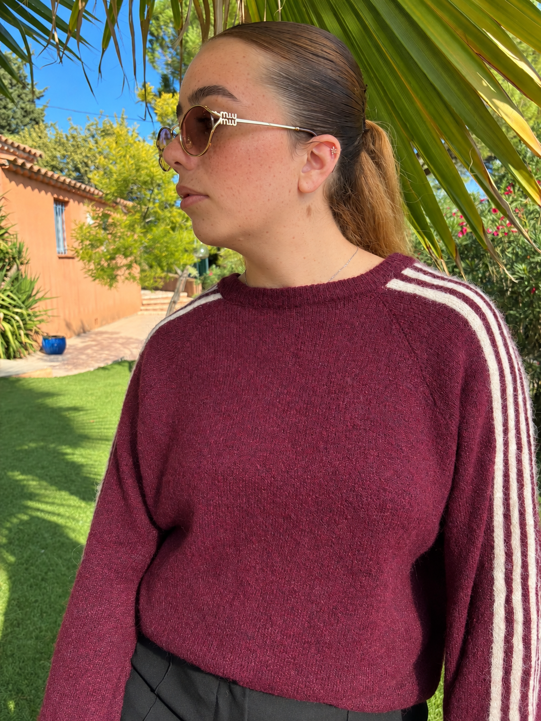 Pull à manches longues bordeaux Nina