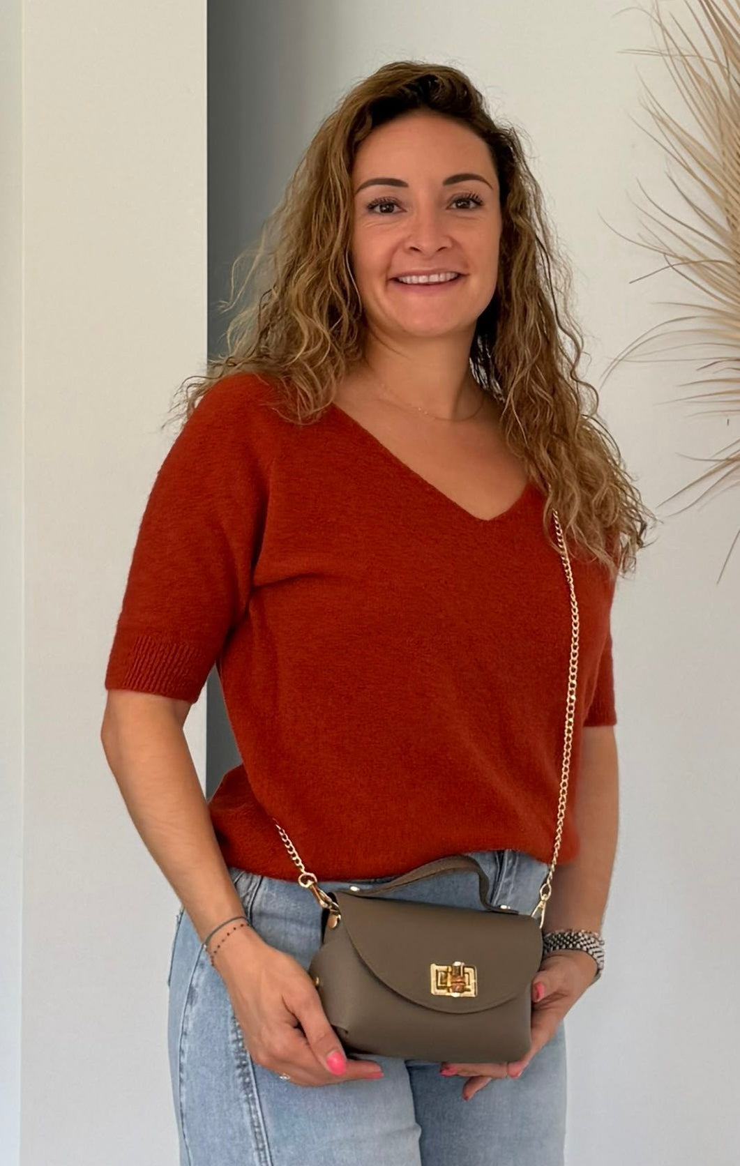 Sac en cuir taupe MISS